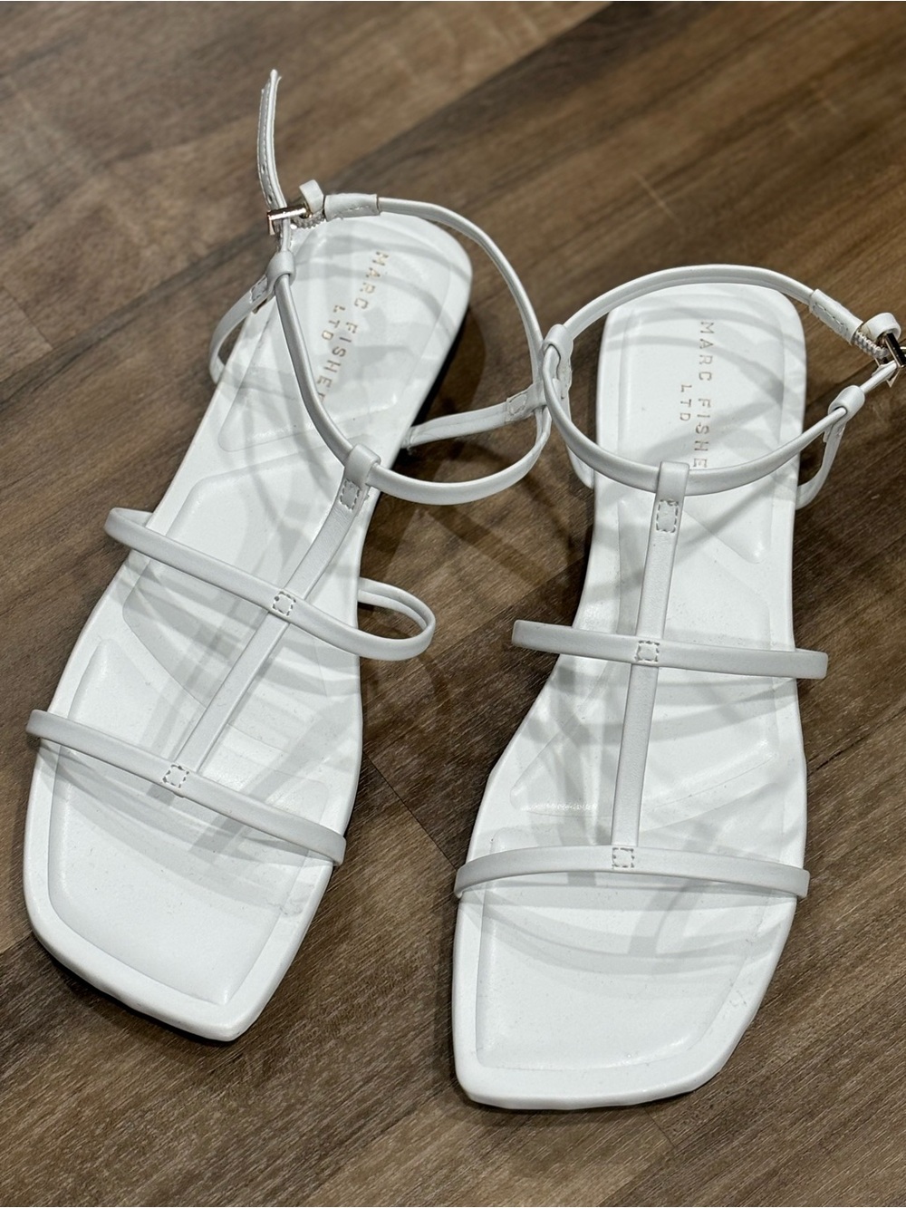 NEW Marc Fisher White Minimalist Strappy Sandals